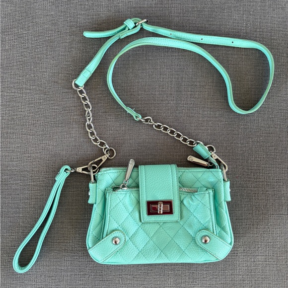 Charming Charlie Handbags - Charming Charlie Teal Quilted Crossbody/Wristlet